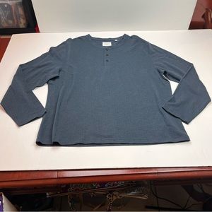 Billy Reid Mens Size XXL 2X‎ Blue Long Sleeve Henley Shirt Preppy Outdoor